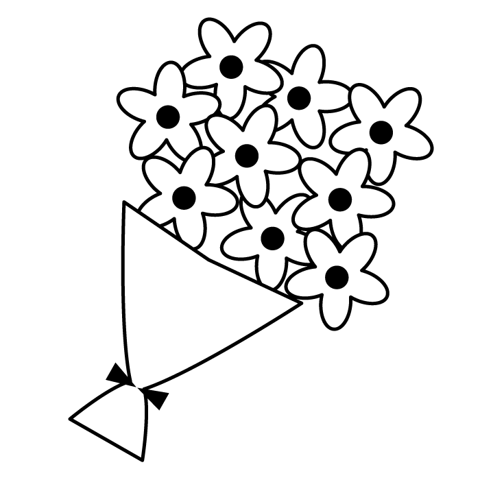 花束の白黒イラスト 無料 かわいいフリー素材 イラストk
