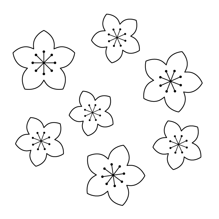 桃の花の白黒イラスト04 無料 かわいいフリー素材 イラストk