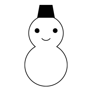 雪だるまの白黒イラスト