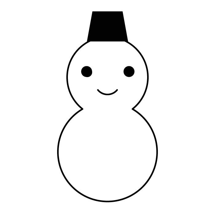 雪だるまの白黒イラスト 無料 かわいいフリー素材 イラストk