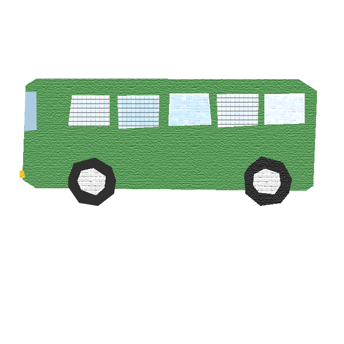 バス 緑 のコラージュ風イラスト 無料 イラストk