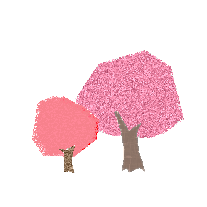 桜の木のコラージュ風イラスト 無料 かわいいフリー素材 イラストk