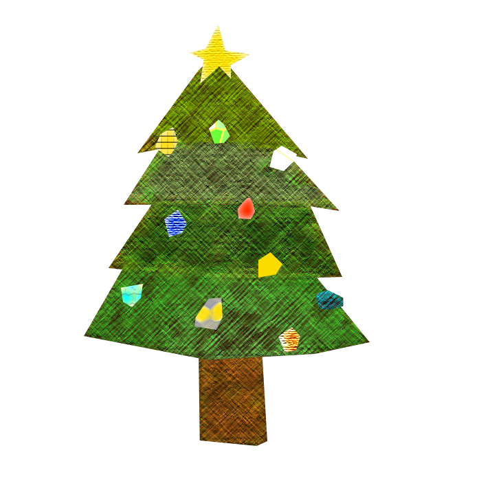 クリスマスツリーのコラージュ風イラスト 無料 イラストk