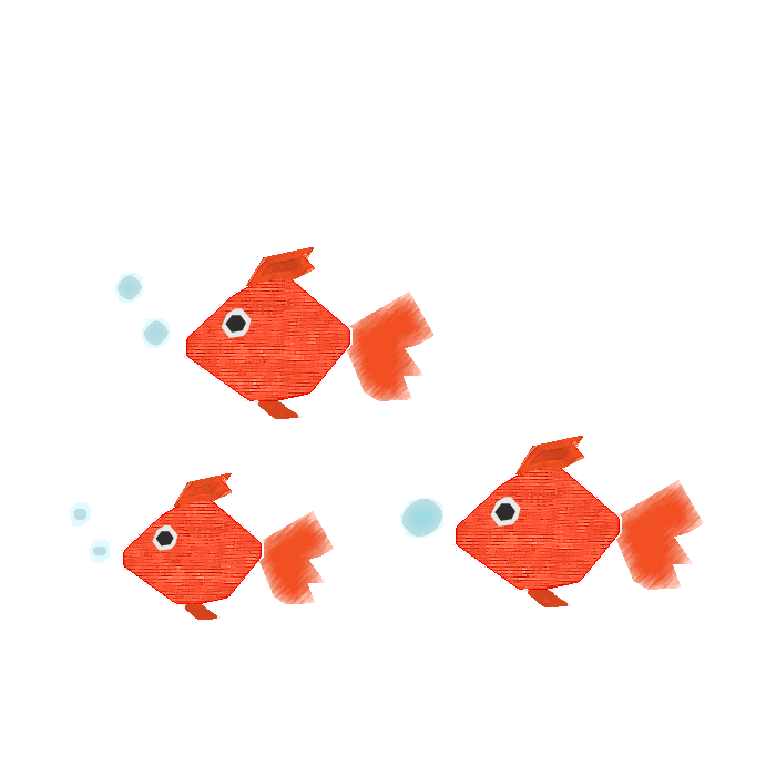 金魚の群れのコラージュ風イラスト 無料 かわいいフリー素材 イラストk