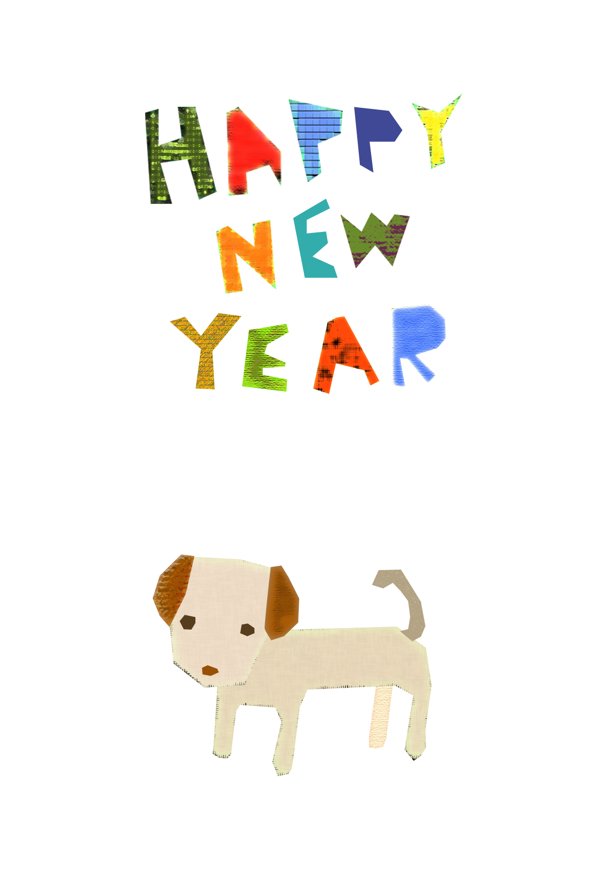 年賀状 18年 コラージュ風テンプレート 犬 無料 かわいいフリー素材 イラストk