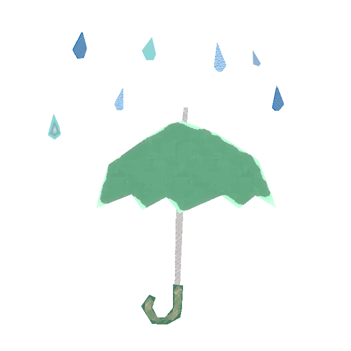 傘 緑 と雨のコラージュ風イラスト 無料 かわいいフリー素材 イラストk
