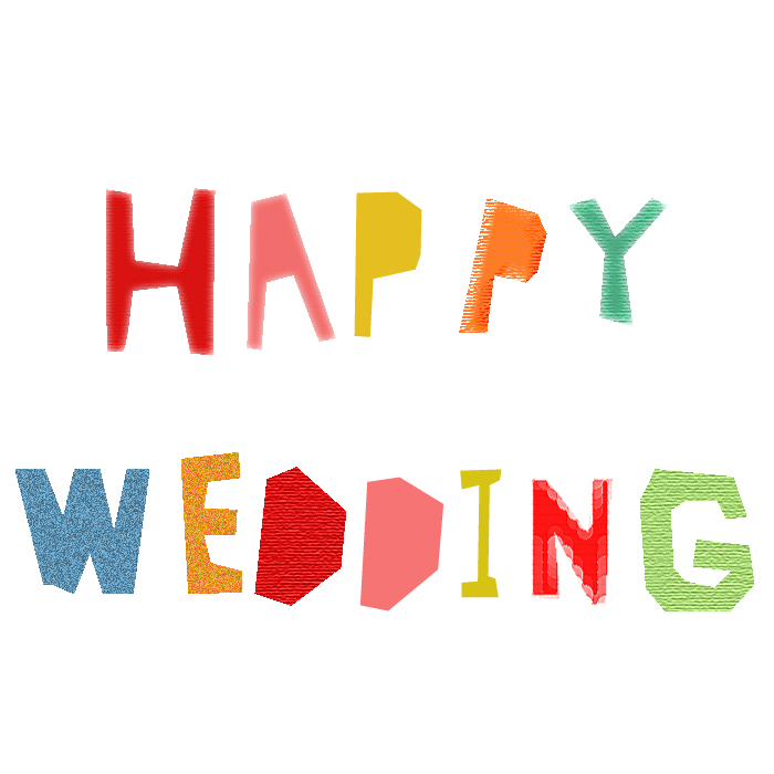 Happy Weddingのコラージュ風文字イラスト 無料 かわいいフリー素材 イラストk