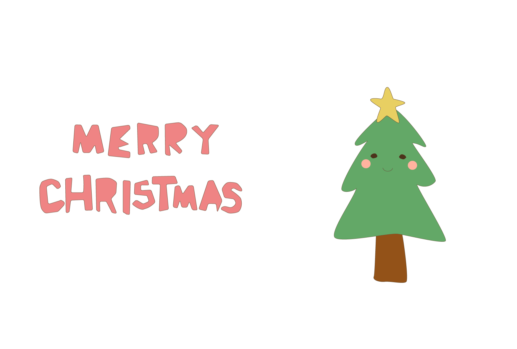 クリスマスカード かわいいテンプレート クリスマスツリー 無料 イラストk