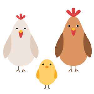 鶏（家族）のデザインイラスト02