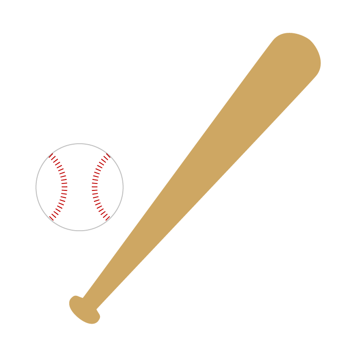 野球の道具 バット ボール のシンプルイラスト 無料 イラストk