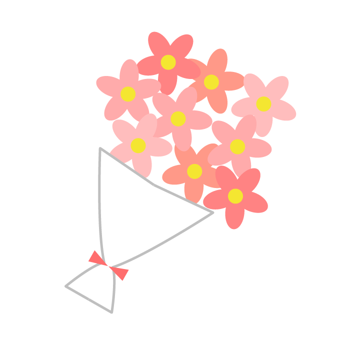 花束 ピンク のシンプルイラスト 無料 イラストk