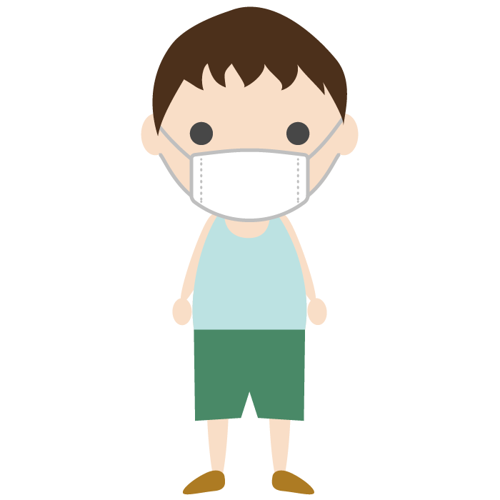 マスクを着用した男の子のシンプルイラスト 無料 イラストk