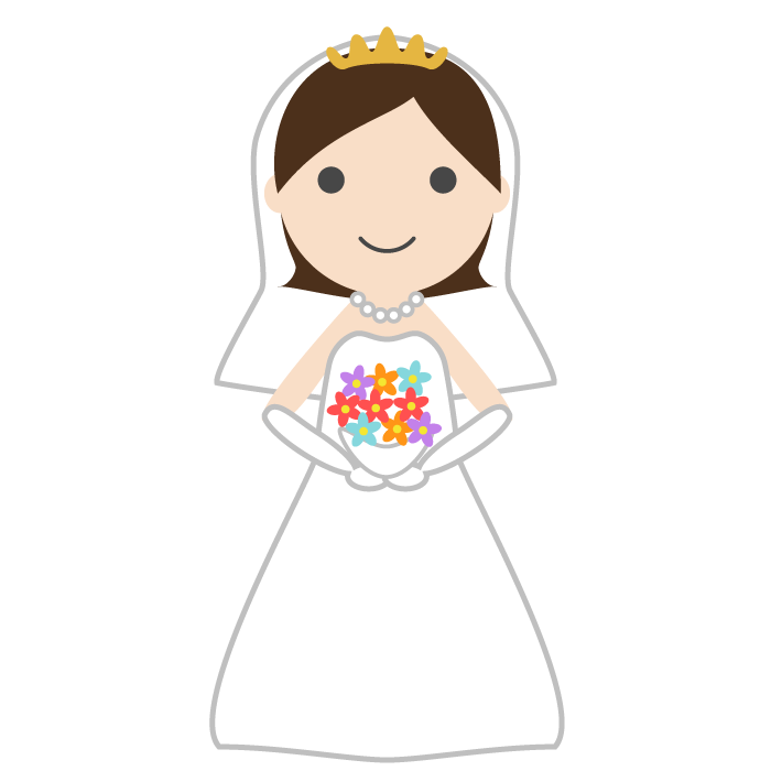 花嫁 ウエディングドレス のシンプルイラスト 無料 イラストk