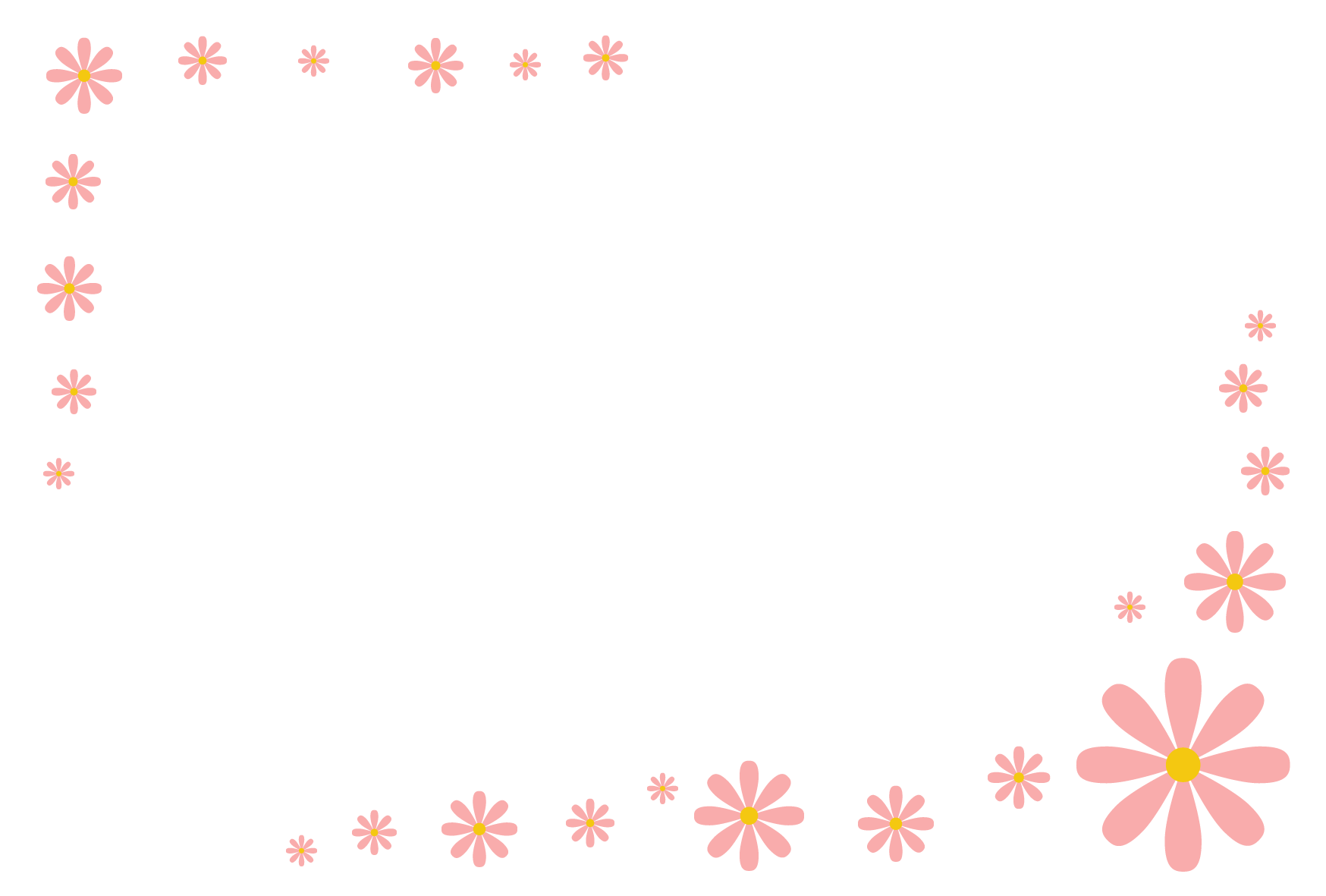 花 ピンク のシンプル枠イラスト 横 無料 かわいいフリー素材 イラストk