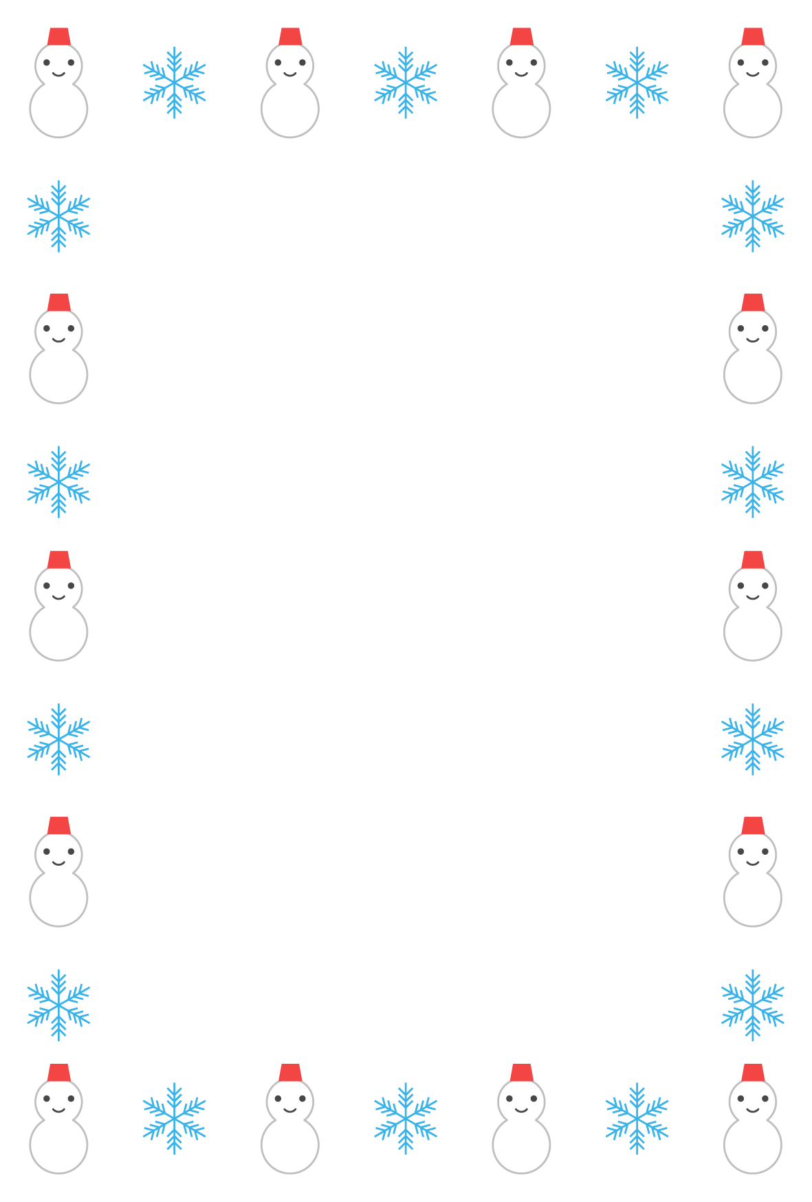 冬 雪だるま のシンプル枠イラスト 縦 無料 イラストk