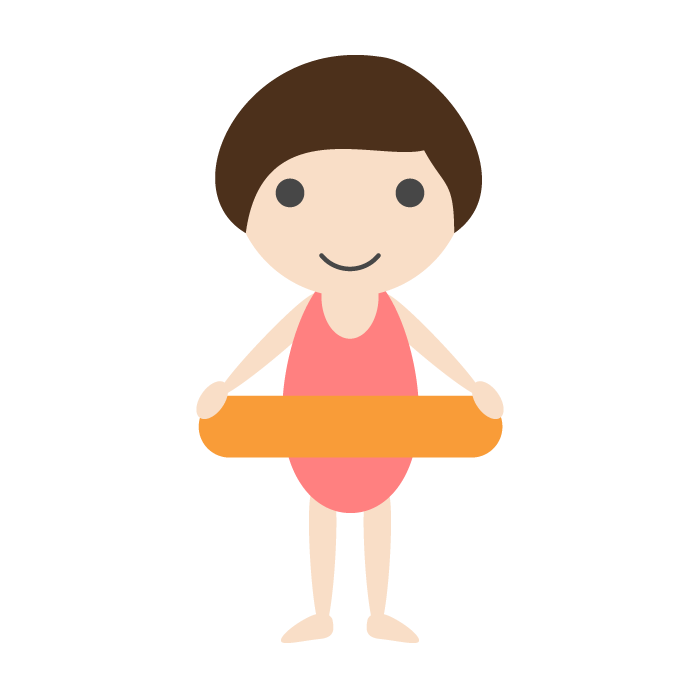 女の子 水着 と浮き輪のシンプルイラスト 無料 かわいいフリー素材 イラストk