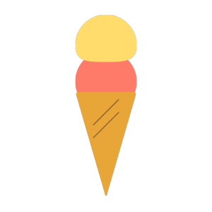 アイスクリーム（バニラ、ストロベリー）のシンプルイラスト