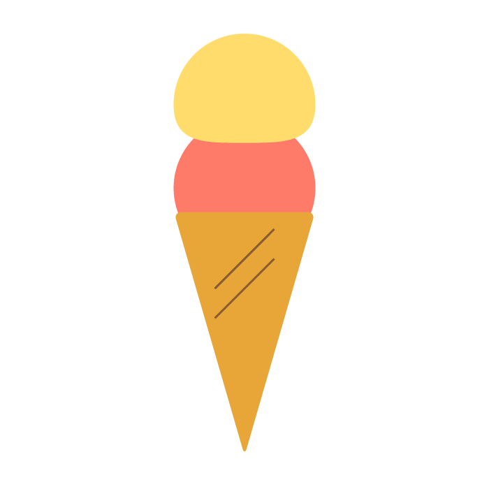 アイスクリーム バニラ ストロベリー のシンプルイラスト 無料