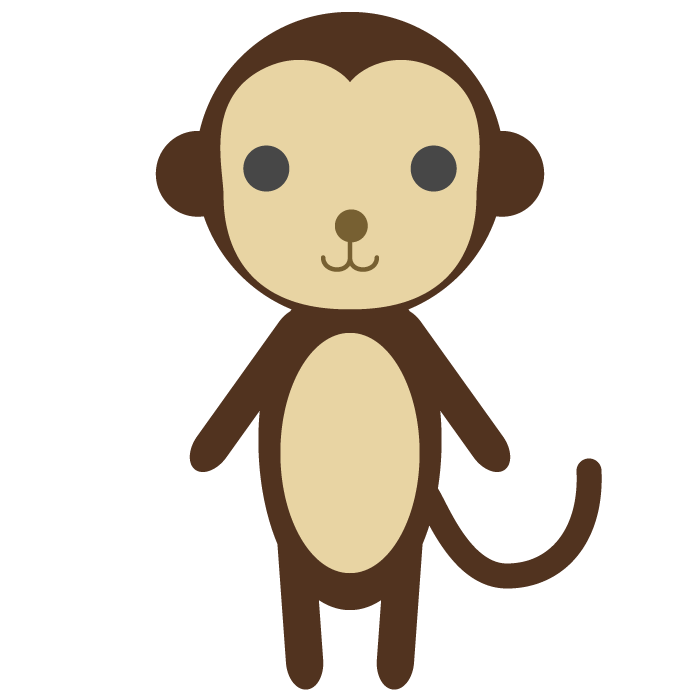 猿のシンプルイラスト 無料 かわいいフリー素材 イラストk