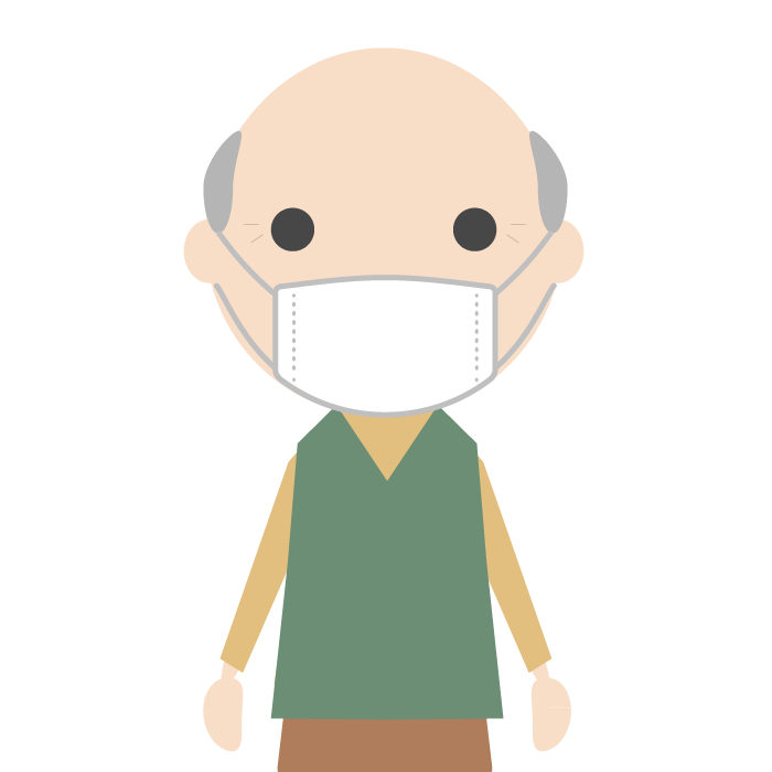 マスクを着用する高齢者 男性 のシンプルイラスト 無料 イラストk