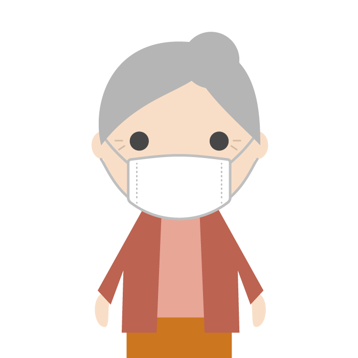 マスクを着用する高齢者 女性 のシンプルイラスト 無料 イラストk
