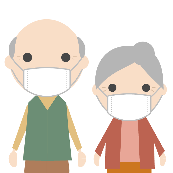 マスクを着用する高齢者のシンプルイラスト 無料 イラストk