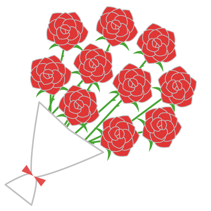 バラの花束のシンプルイラスト 無料 かわいいフリー素材 イラストk