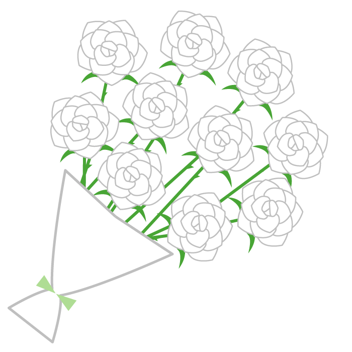 バラの花束 白 のシンプルイラスト 無料 かわいいフリー素材 イラストk