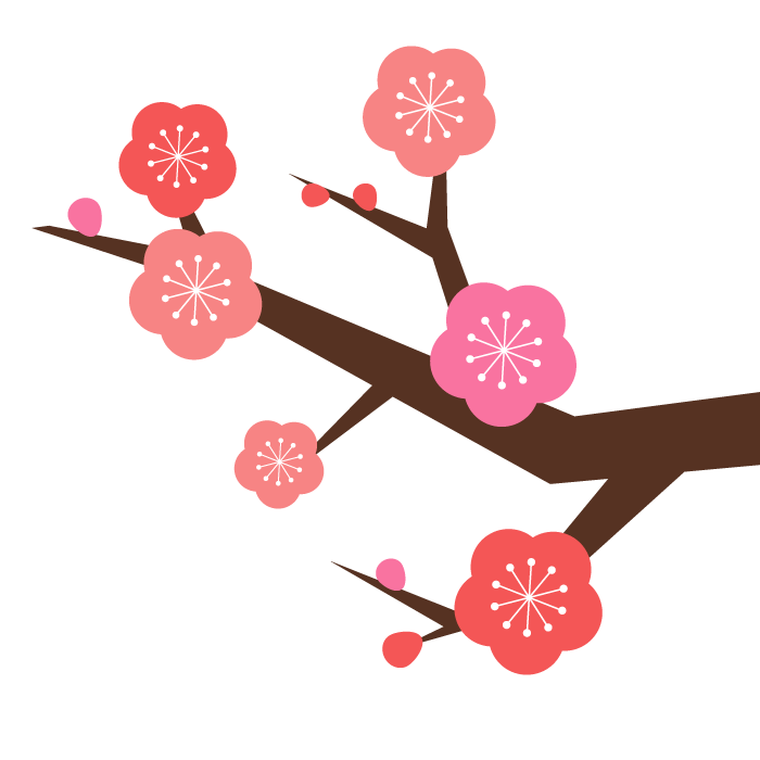 梅の枝のシンプルイラスト 無料 かわいいフリー素材 イラストk