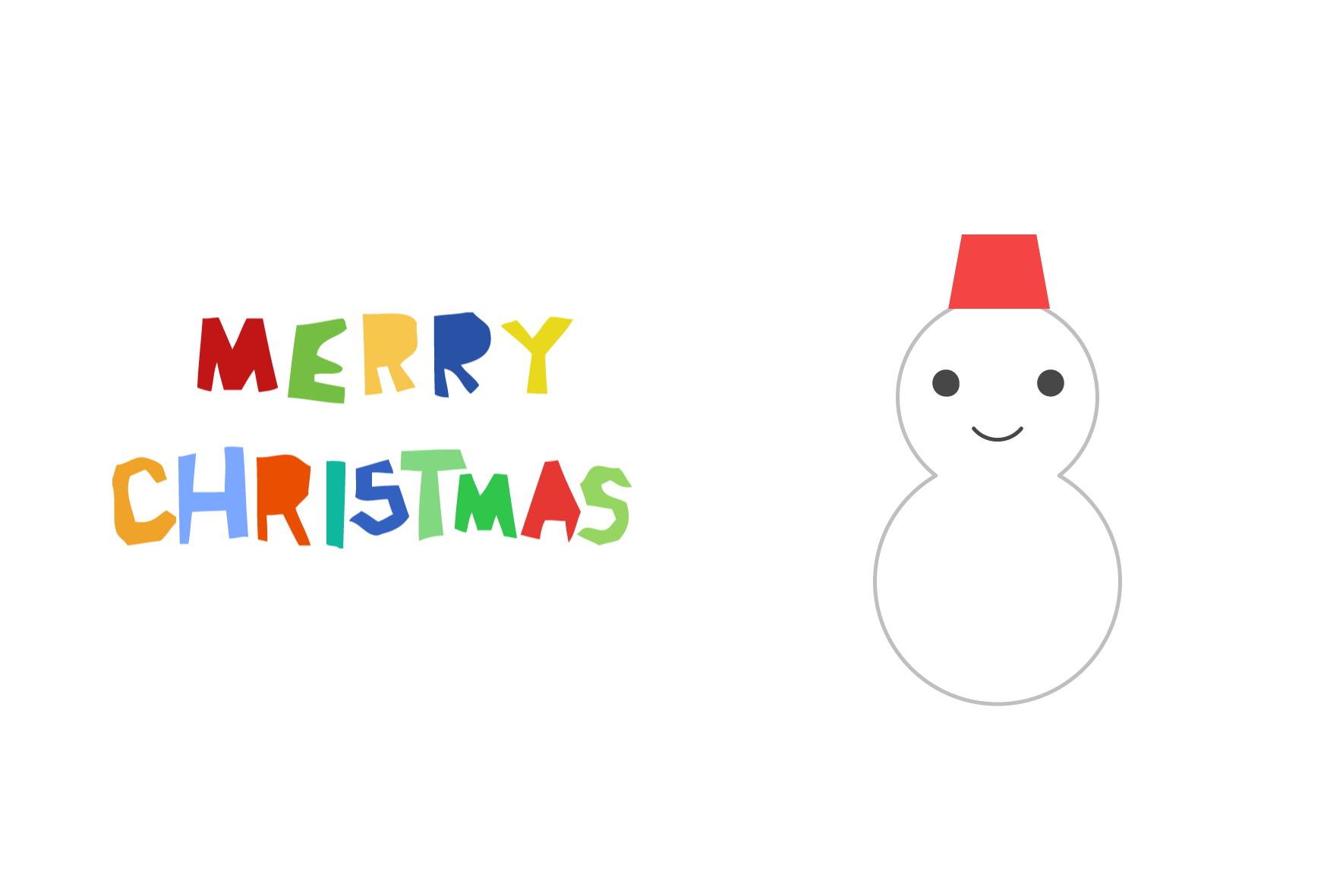 クリスマスカード シンプルテンプレート 雪だるま 無料 かわいいフリー素材 イラストk